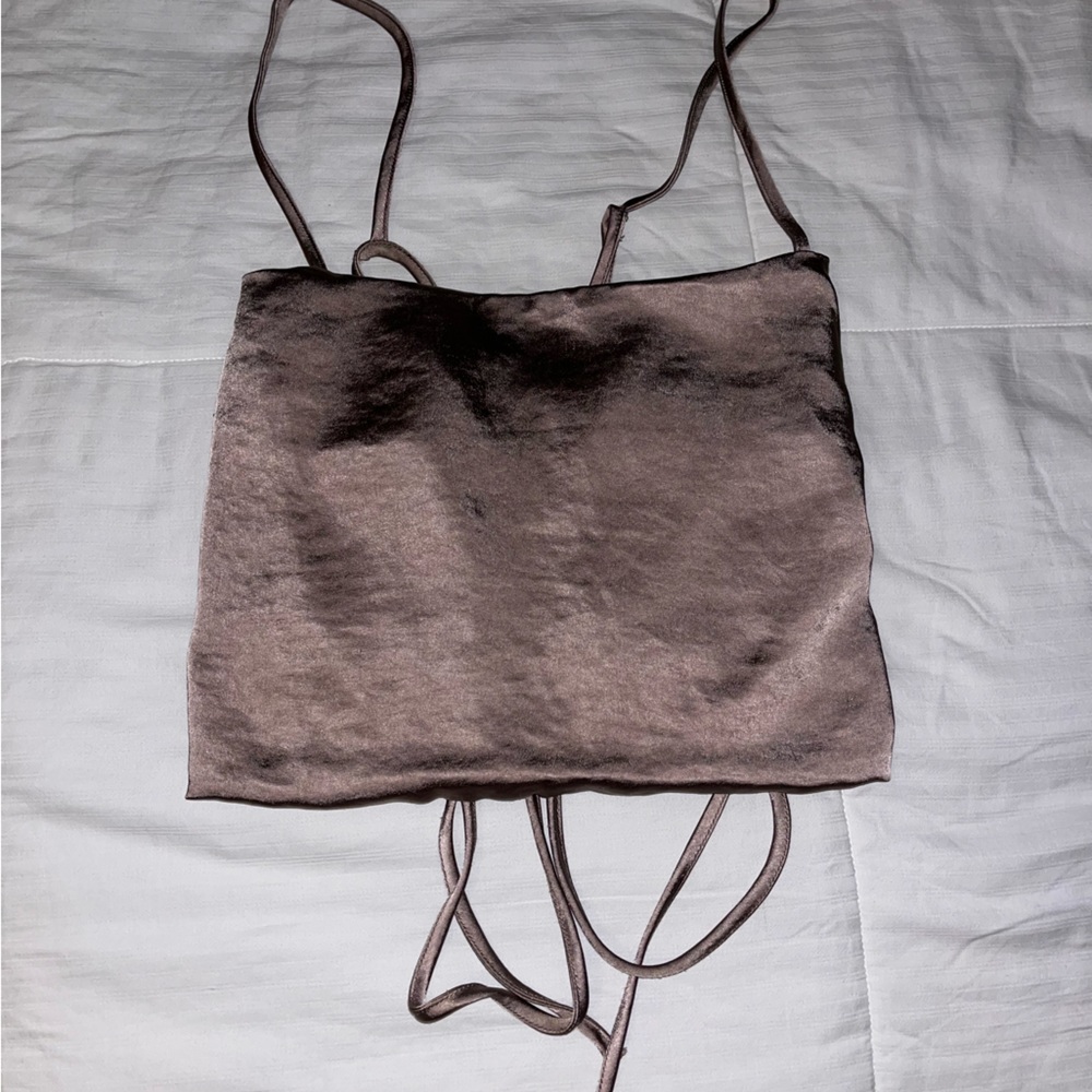 Silk tan crop tie in back size M